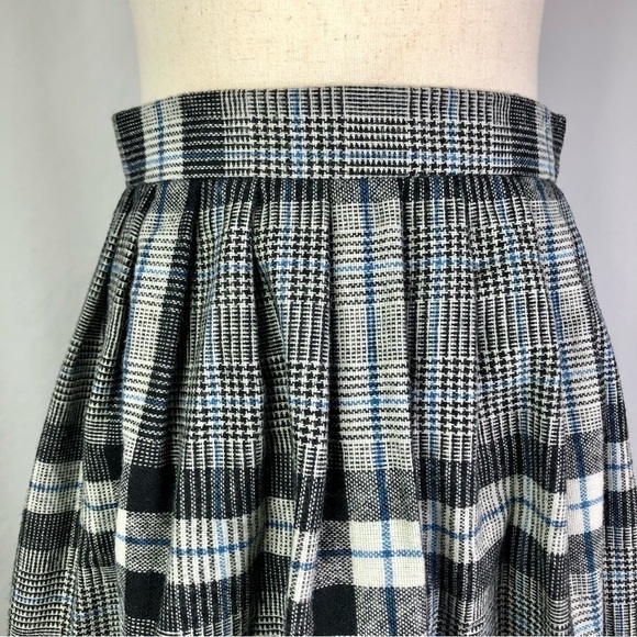 VINTAGE the U.S. Clothing Co plaid midi skirt full pleated black white plaid 32 - Picture 2 of 6